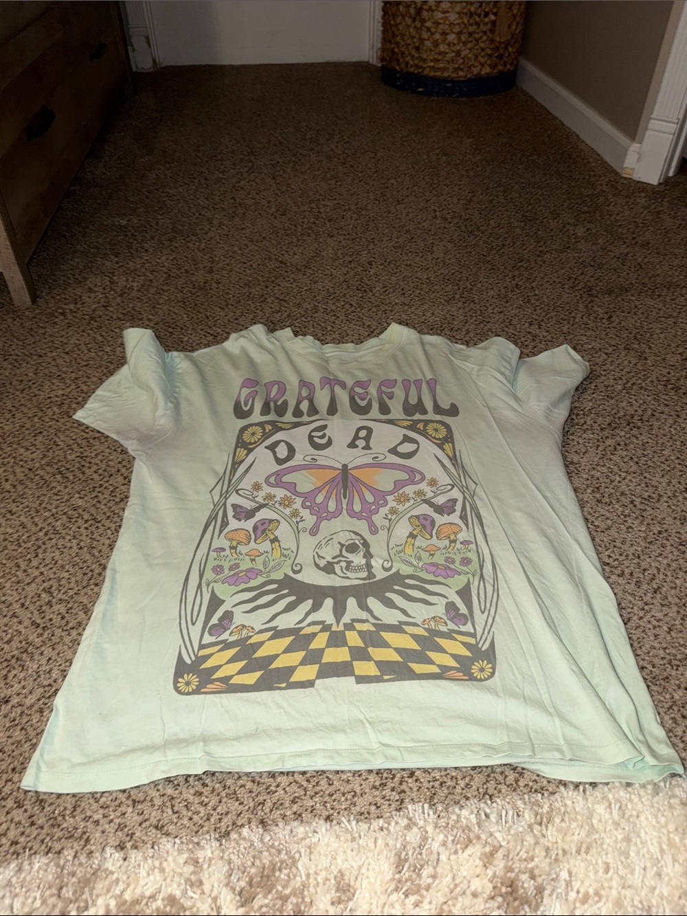 Grateful Dead Kids Graphic Tee in Mint with Purple & Yellow Art